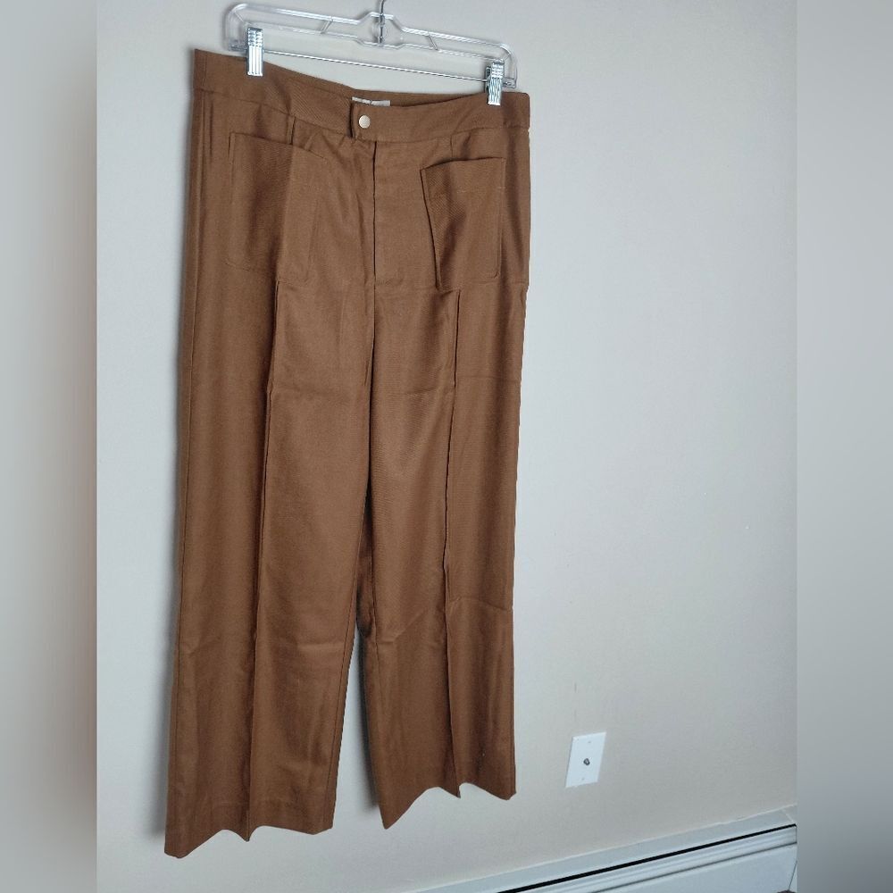 See U Soon Pants SIZE 10 SUPER High Rise Wide Leg Pant In Camel. NWT